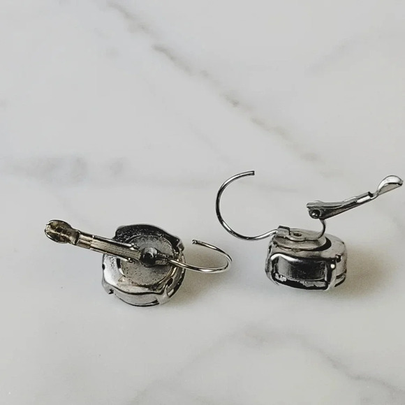 Green Crystal Necklace Earrings Set Silvertone Rolo Chain Adjustable Riv… - Picture 8 of 12